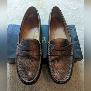 Lauren Ralph Lauren Copper Tumbled Metallic Leather Loafer